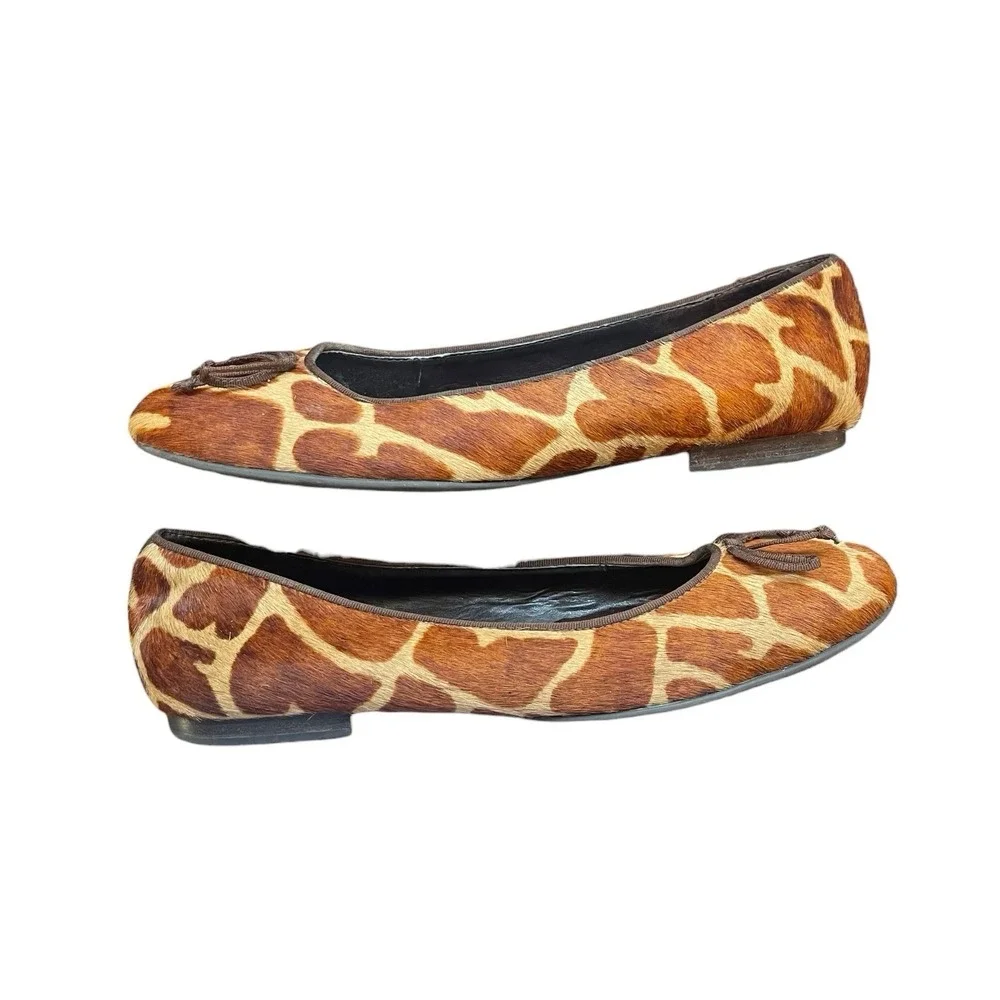 Ralph Lauren Alice Ballet Flats US 9.5 Giraffe Print Pony Calf Hair Retail‎ $145